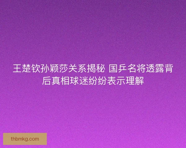 王楚钦孙颖莎关系揭秘 国乒名将透露背后真相球迷纷纷表示理解